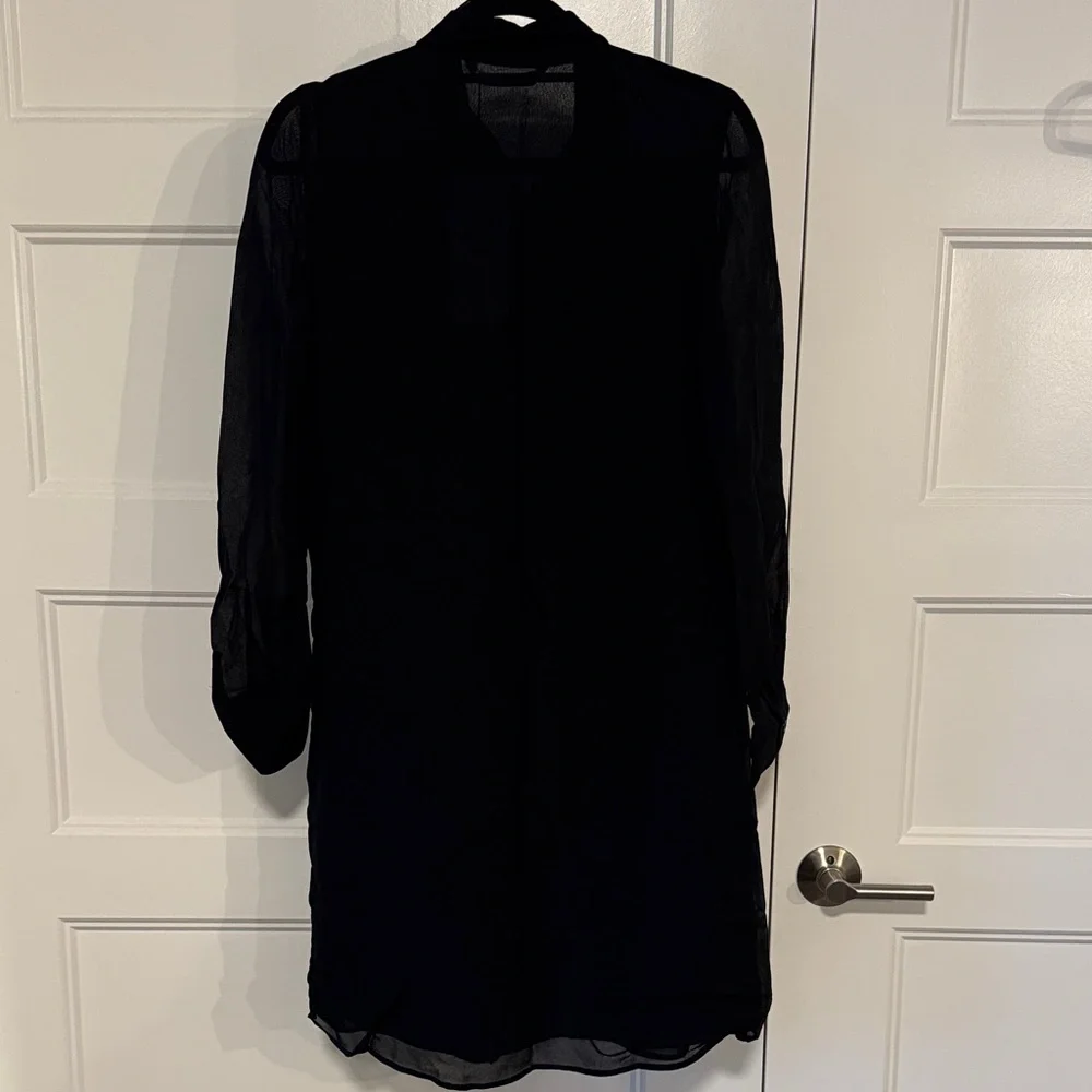 Zara Black Button-Up Sheer Dress - Picture 2 of 3